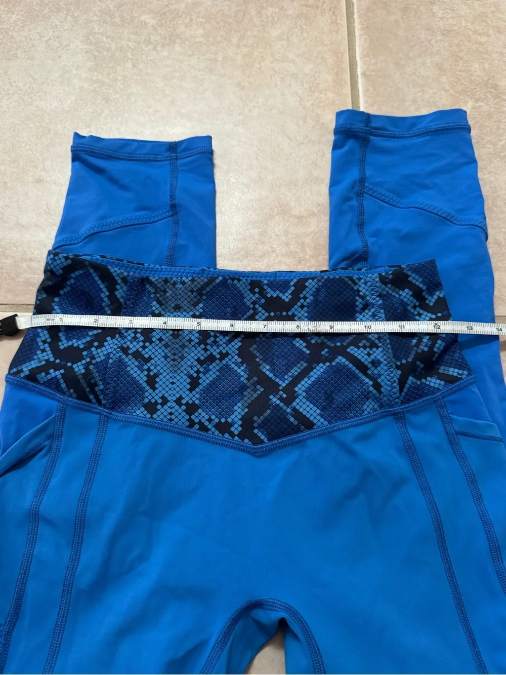 lululemon athletica Bright Blue Leggings with Snake-Print Waistband